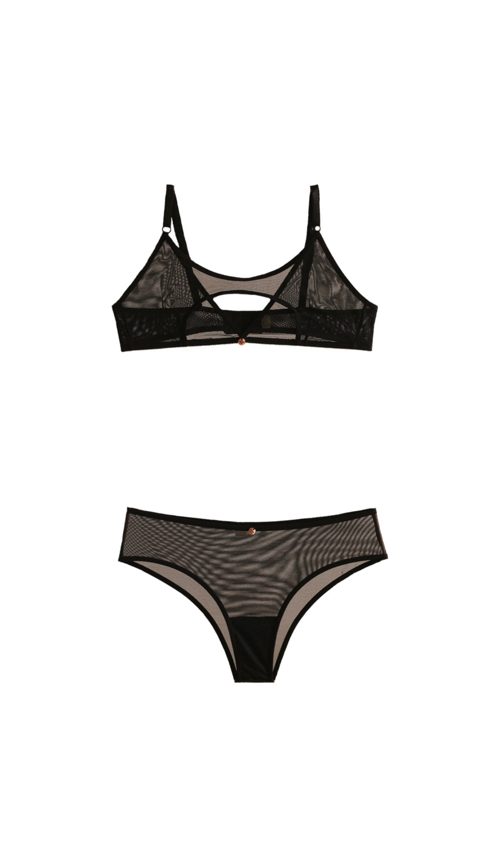 Set Intuicion Negro Malla Esencia Lenceria Bralette Panti Calzon