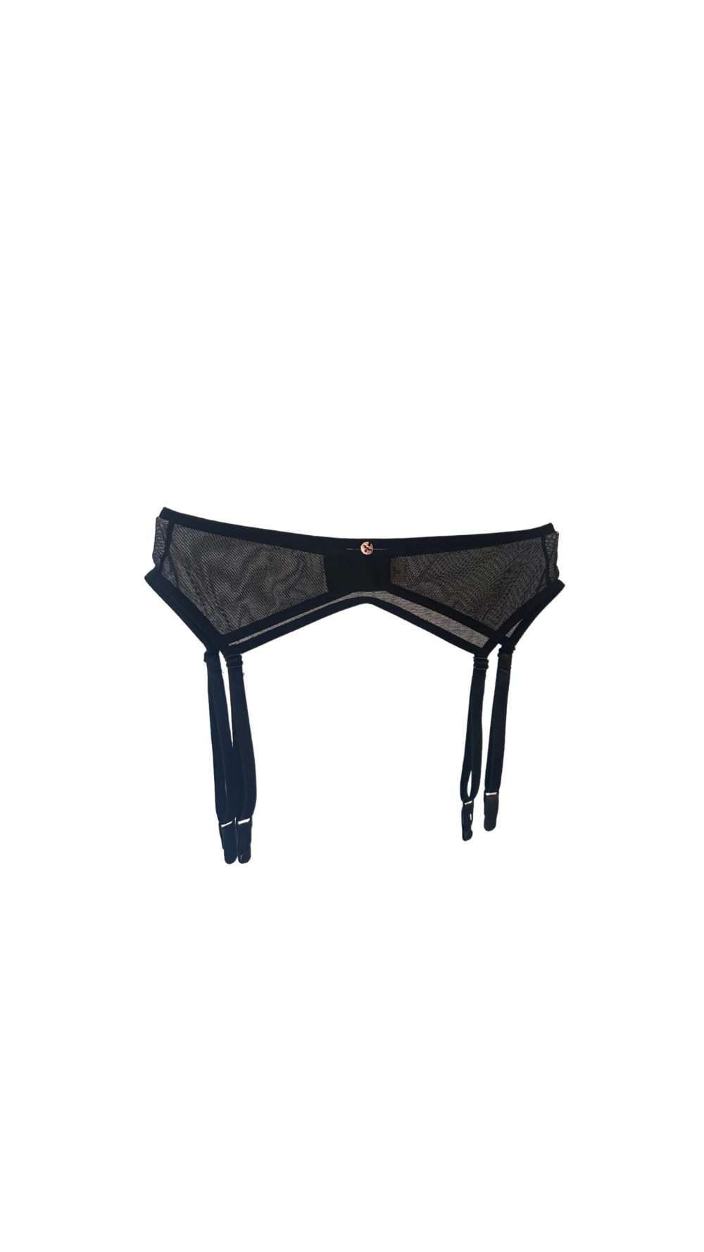 Liguero Negro en malla transparente delicado sexy sensual erotico elegante sencillo